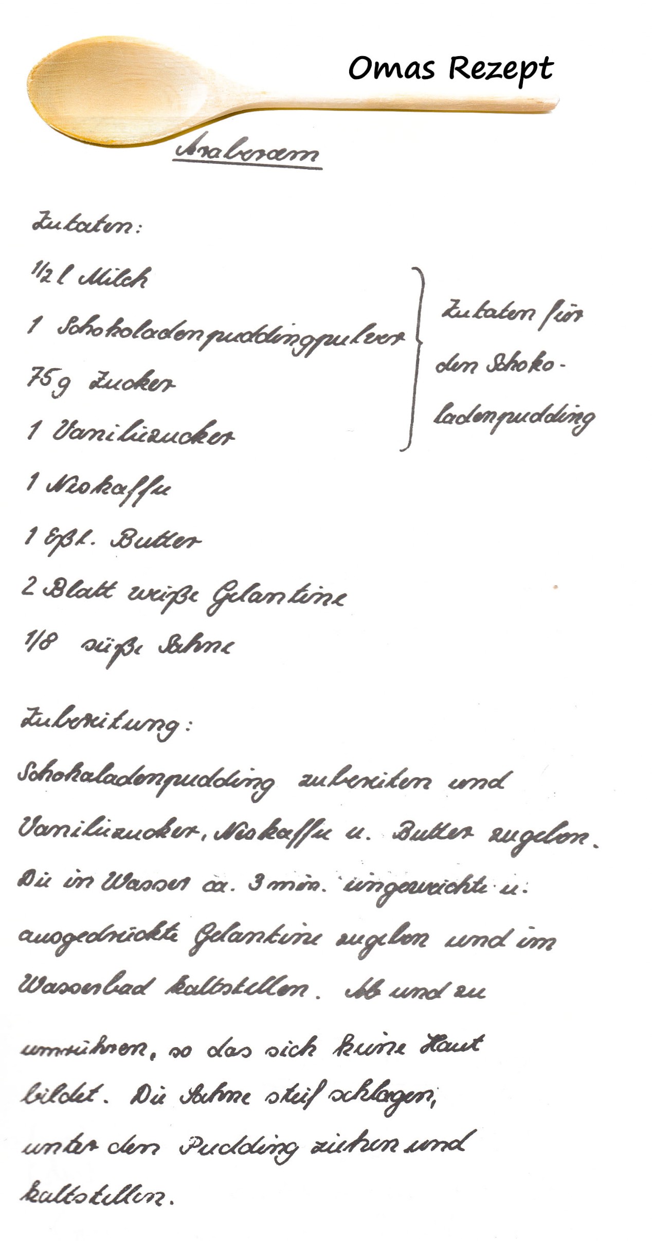 Omas Kochbuch, Desserts und Süßspeisen - Arabercreme