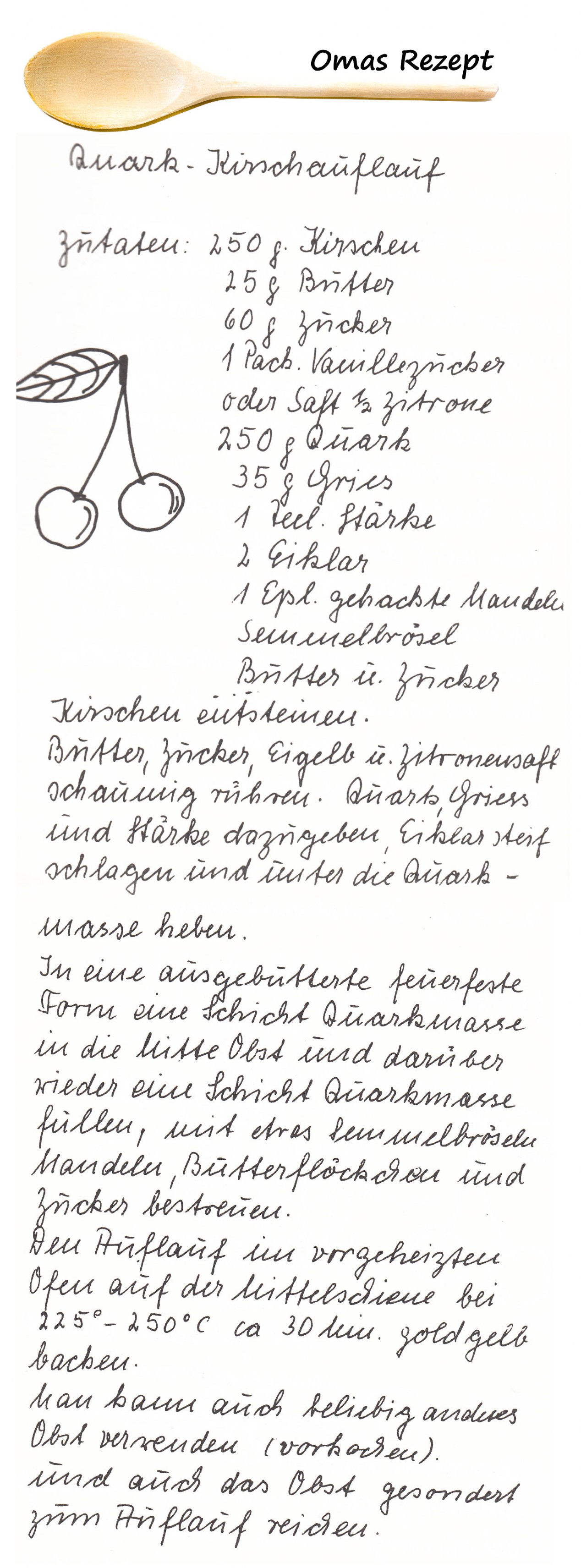 Omas Kochbuch, Desserts und Süßspeisen - Quark Kirsch Auflauf